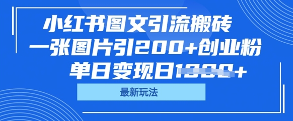 小红书图文引流搬砖，一张图片引200+创业粉，单日变现日数张-青云资源站