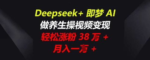Deepseek+即梦AI，做养生操视频变现，轻松涨粉38W+，月入一W+-青云资源站