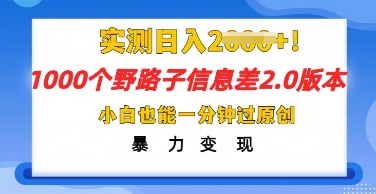 2025抖音1000个野路子信息差最新玩法，一分钟过原创，暴力变现月入几k-青云资源站