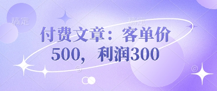 付费文章：客单价500，利润300-青云资源站