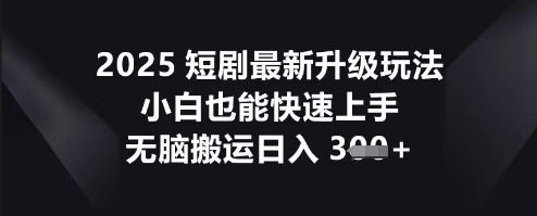 2025短剧最新升级玩法，小白也能快速上手，无脑搬运日入3张-青云资源站