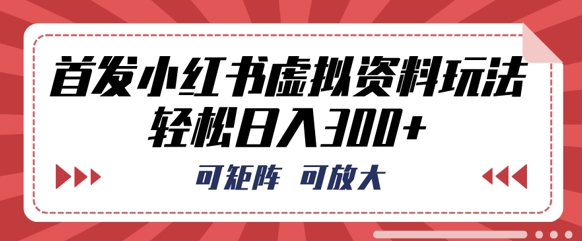 首发小红书虚拟资料玩法，可矩阵，可放大，轻松日入3张-青云资源站