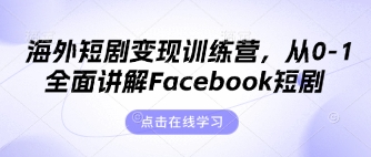海外短剧变现训练营，从0-1全面讲解Facebook短剧-青云资源站