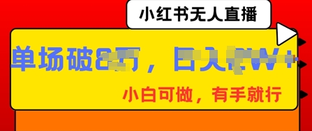 小红书无人直播，纯小白可做，有手就行，单场直播销售额破8w-青云资源站