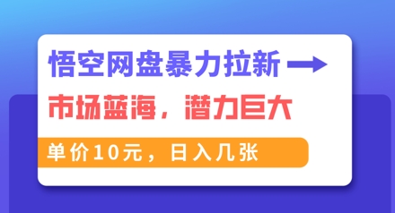 悟空网盘暴力拉新：一单10元，市场空白，日入几张-青云资源站