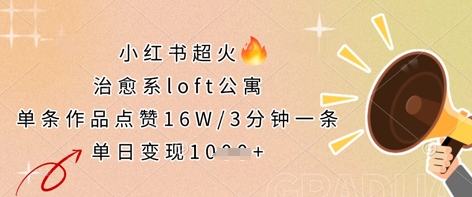 小红书超火的治愈系loft公寓，单条作品点赞16W，3分钟一条，单日变现数张-青云资源站
