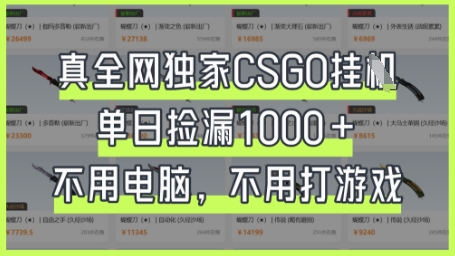 真全网独家CSGO挂G，单日捡漏1k+【揭秘】-青云资源站