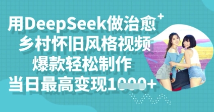 用DeepSeek做治愈乡村怀旧风格视频，爆款轻松制作，当日最高变现多张-青云资源站
